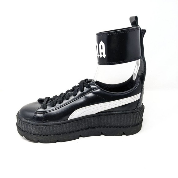 Puma Fenty Womens 9 Ankle Strap Creepers Platform Black Leather Sneakers EUC - Picture 3 of 10
